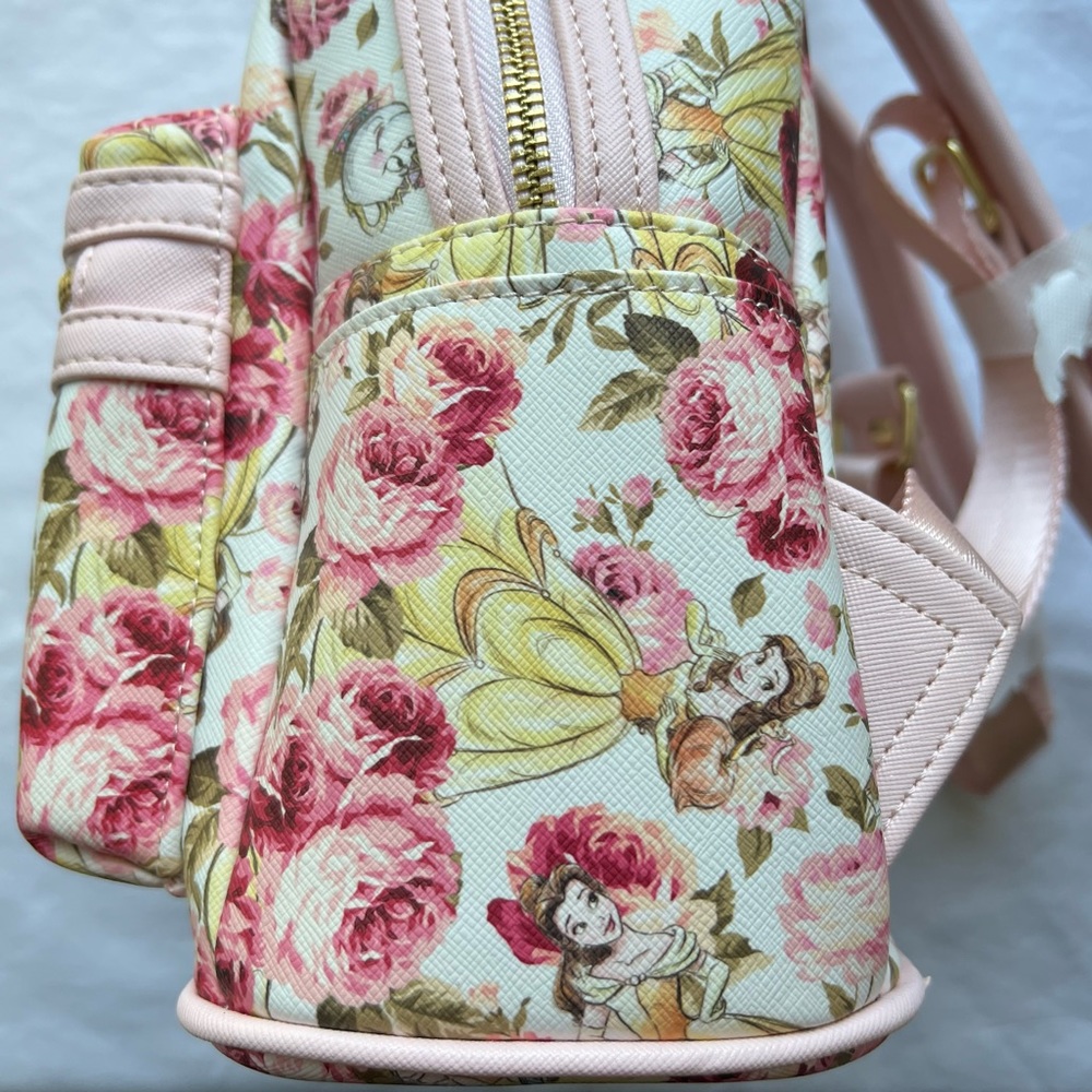 NWT Disney Loungefly Beauty and the Beast Floral Print Mini Backpack - Picture 5 of 6